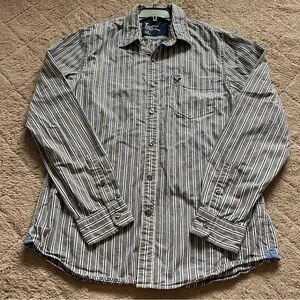 American Eagle Cotton Striped Button Down Shirt Preppy Minimalist Men's Size L
